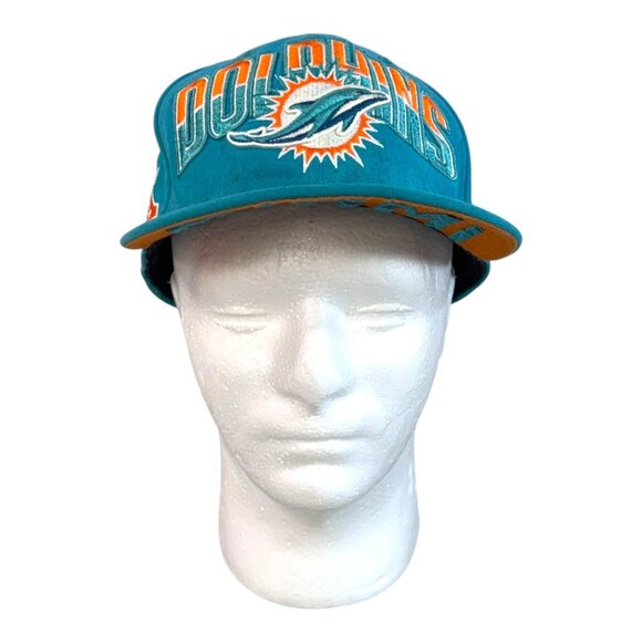 Miami Dolphins NFL New Era 59Fifty Fitted Hat 7 1/2 Teal Orange Embroidered Logo - Picture 1 of 10